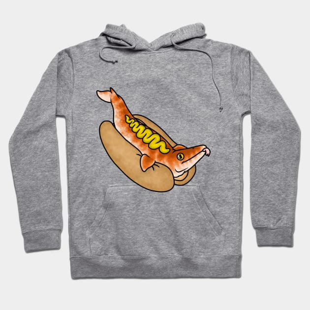 Mosasaur Hotdog Hoodie by saradrawspaleo